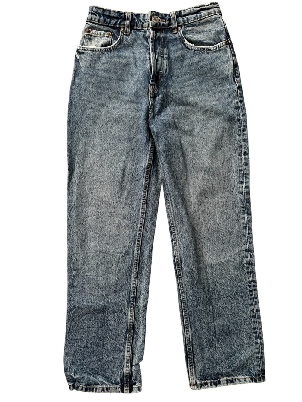 Zara Men's Relaxed Straight Jeans in Washed Blue